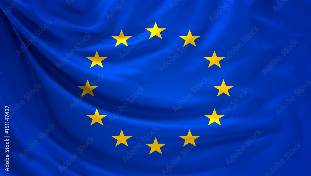 Flag of Europe. european 3d rendering banner background - obrazy, fototapety, plakaty 