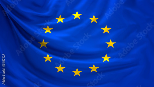 Flag of Europe. european 3d rendering banner background