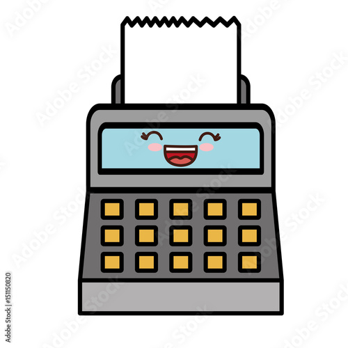 kawaii cash register icon over white background. vector illustration