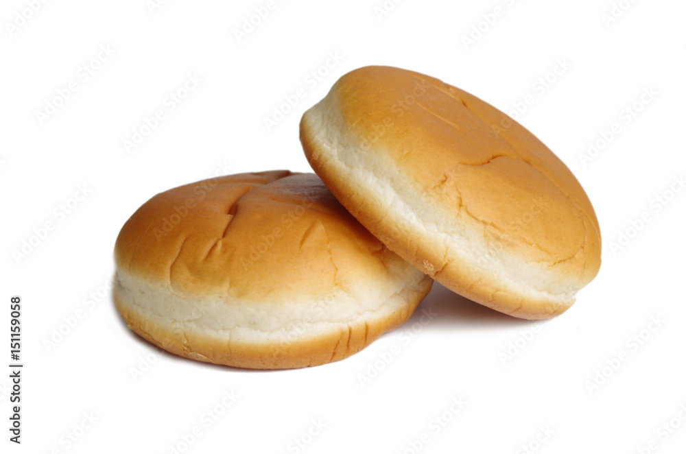 Hamburger buns on a white background. Fast food concept. Hamburger buns on a white background. Fast food concept.