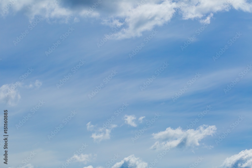 Beautiful blue sky with white clouds background