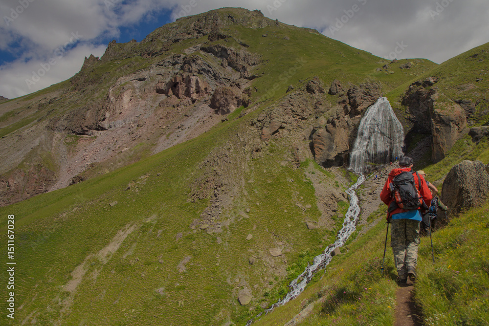 The Waterfall of the Girl Scythe on the mountains of the Elbrus region