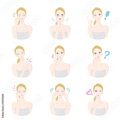 女性の様々な表情 / 美容