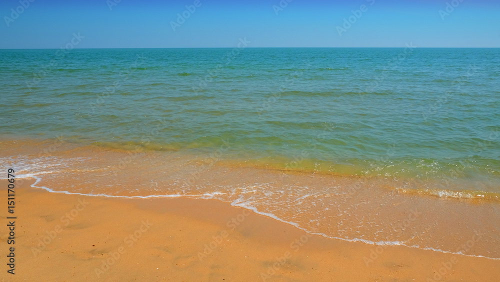 clear Beach, Ocean wave sand beach., Thailand.