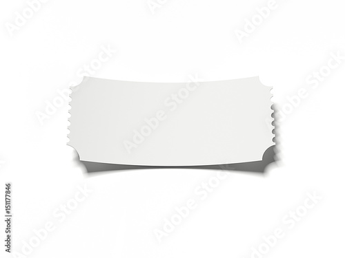 Blank ticket. 3d rendering