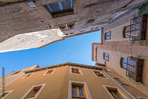 Canvas Print Old buildings in Gracia town at daytime
