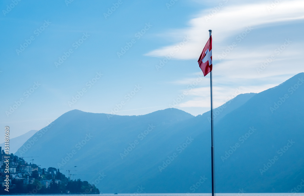 Fototapeta premium Lake Lugano scene in Switzerland