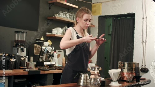 Taking a photo of coffee in the coffee shop