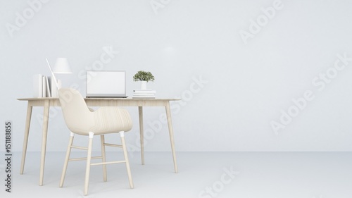 Relax space white background interior decoration - 3D Rendering