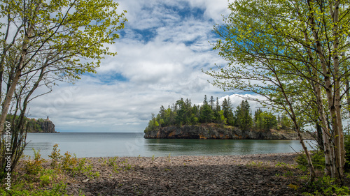 Fototapeta Naklejka Na Ścianę i Meble -  birch, lake superior, ellingson island, split rock lighthouse