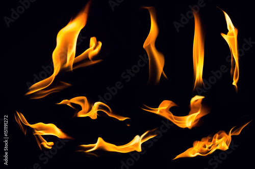 Fire flames on black background,Flames of Fire in a fireplace,fire flame,fire flame close up