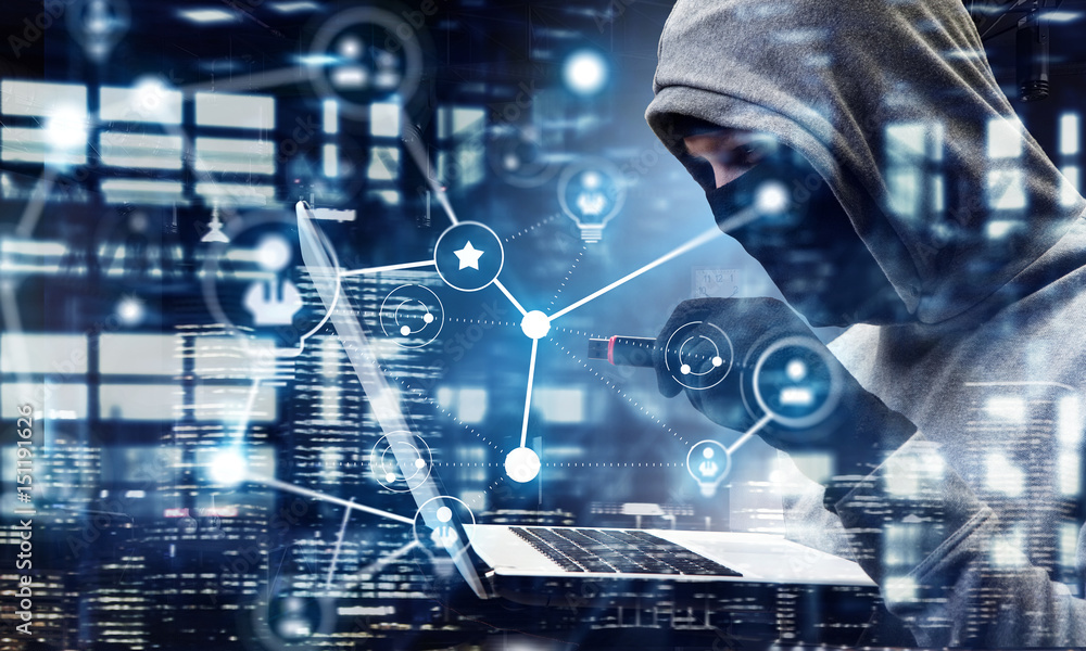 Network security and privacy crime. Mixed media Network security and privacy crime. Mixed media