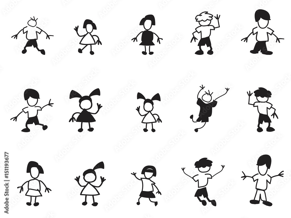Naklejka premium doodle kids icons