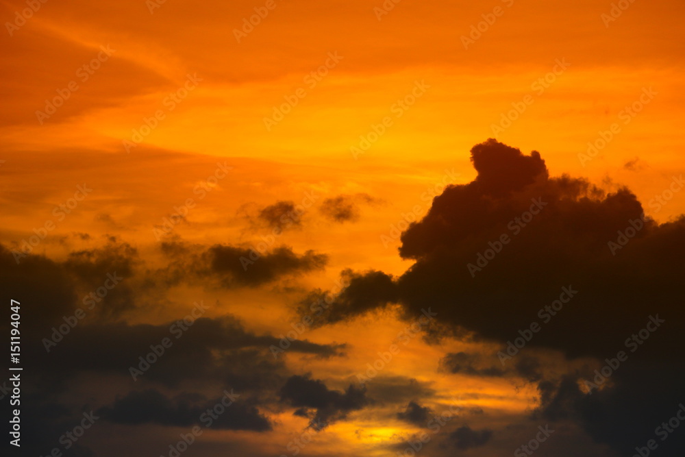dramatic sunset and sunrise in the beautiful yellow sky.