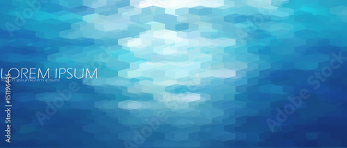 Blue aqua water sea background template. Underwater abstract geometric view ripple wave shining light ocean vector banner