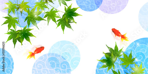 金魚　もみじ　暑中見舞い　背景 