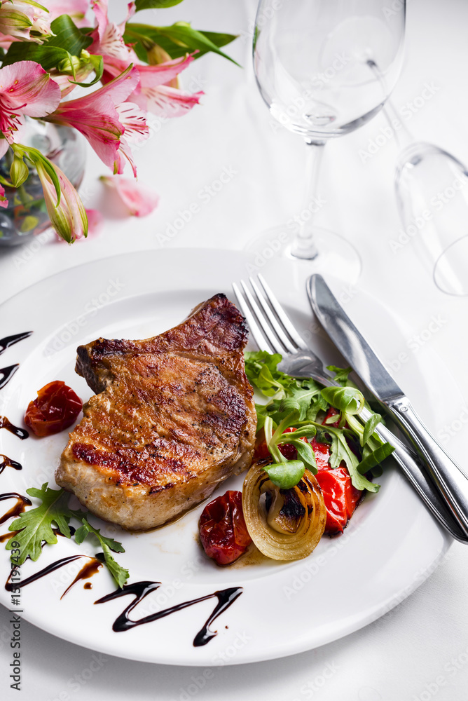 Beef steak with grilled vegetables Beef steak with grilled vegetables