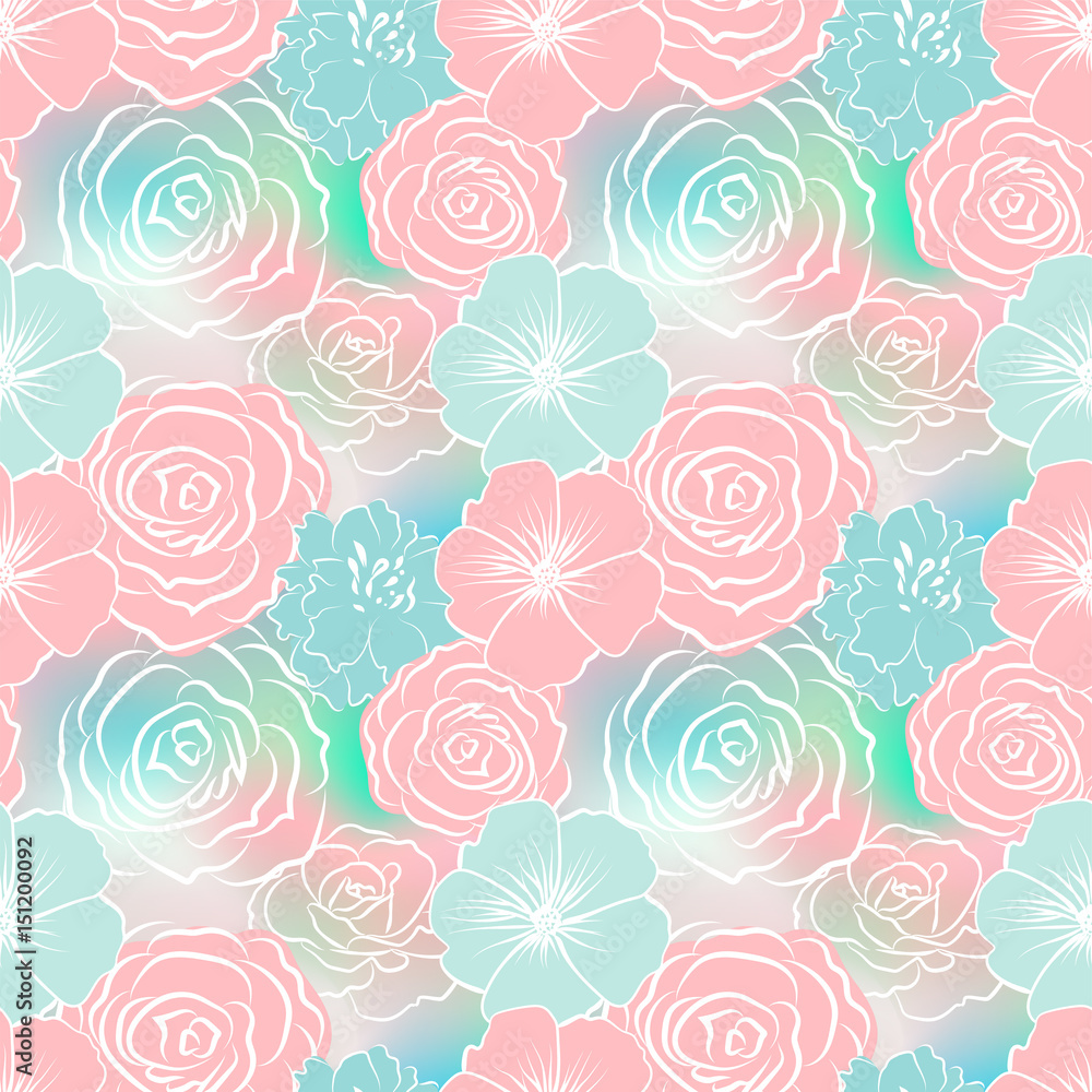 Obraz premium Seamless pattern with colorful flowers