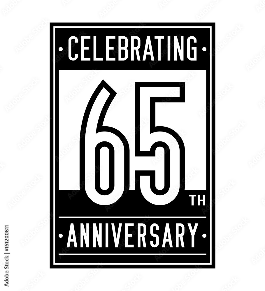 65 years anniversary design template. Vector and illustration.
