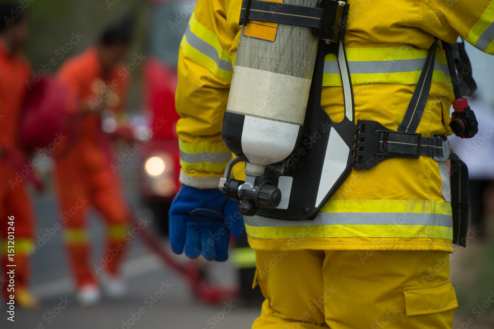 firefighter with oxygen mask firefighter with oxygen mask