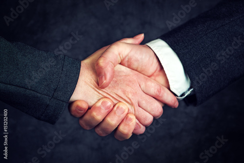 Canvas Print Joint enterprise handshake over business agreement