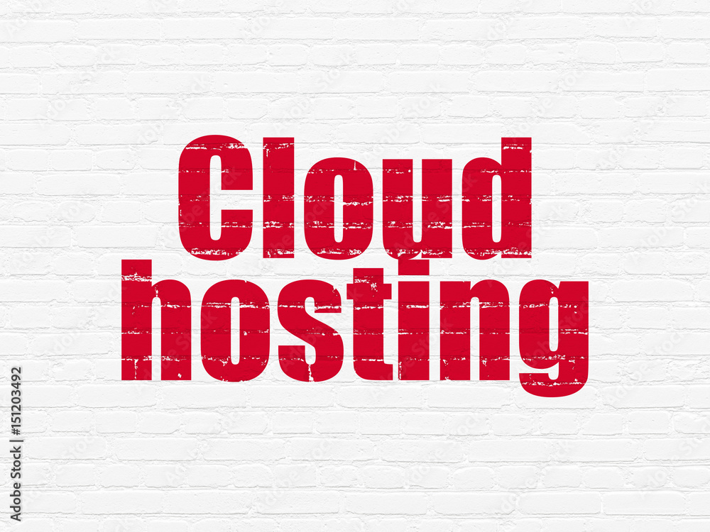 Cloud networking concept: Cloud Hosting on wall background Cloud networking concept: Cloud Hosting on wall background