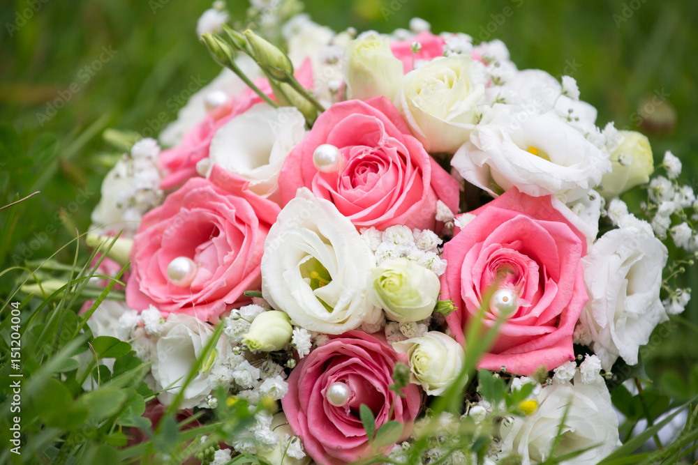 Pink and white bride's bouquet