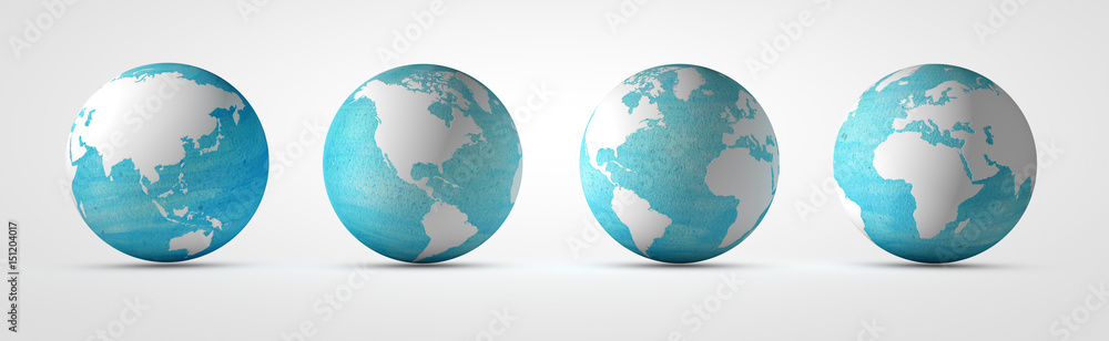 Naklejka premium Planeta tierra desde varias vistas