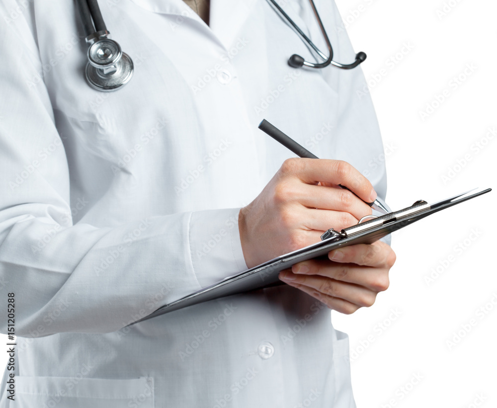female doctor in uniform holding clipboard female doctor in uniform holding clipboard