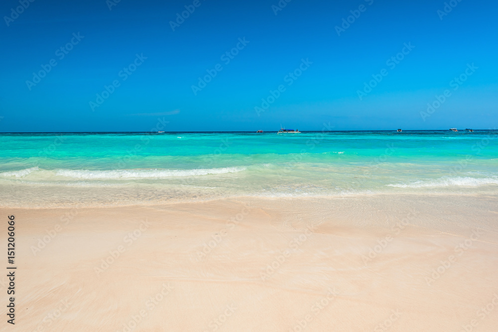 Beautiful gentle wave and bright water at the tropical beach