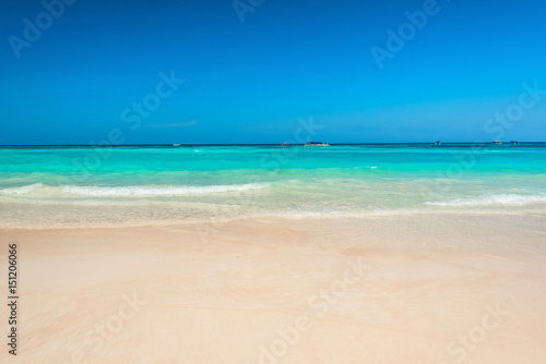 Beautiful gentle wave and bright water at the tropical beach