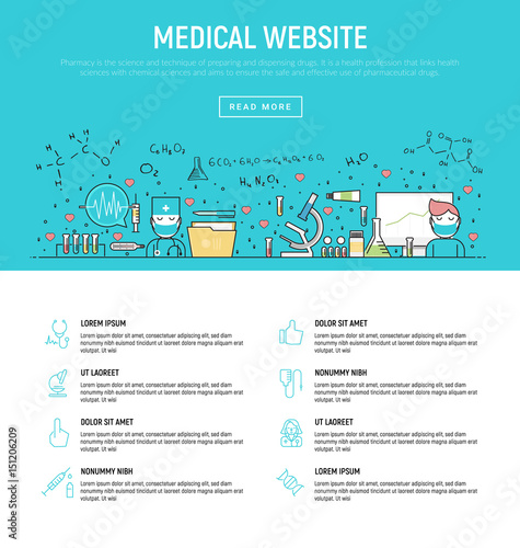 Modern vector illustration concept of medical research and healthcare. Thin line flat design banners for website and mobile website, easy to use and highly customizable.