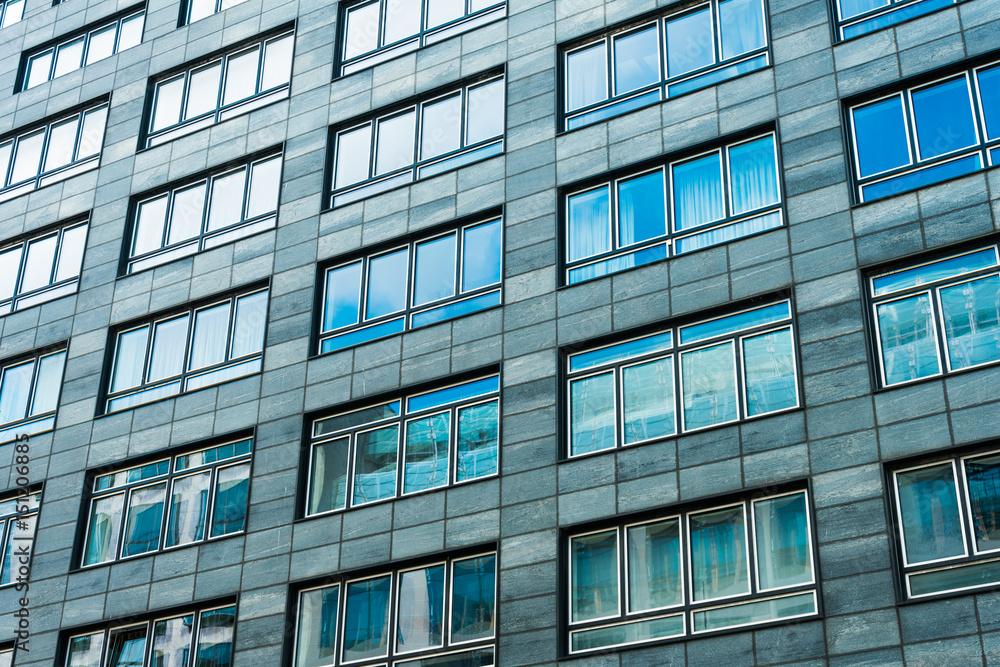 green blue facaded office building green blue facaded office building