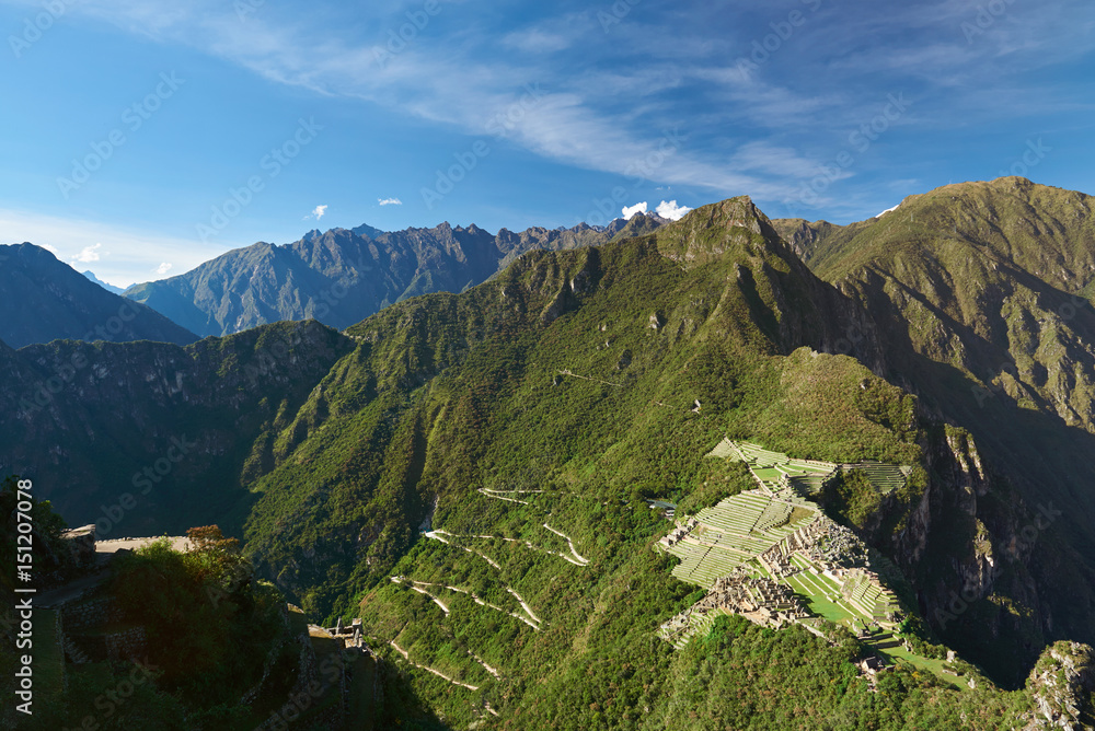 Panoramic view on lost Machu Picchu 