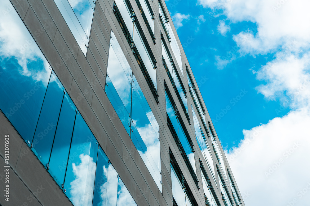 cloud reflections in office building cloud reflections in office building