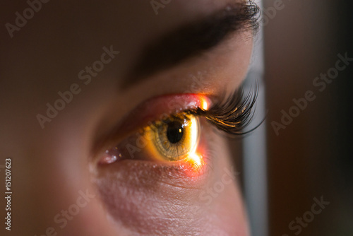 Papier peint Research and scanning eye, close-up photos, retinal diagnostics in ophthalmology