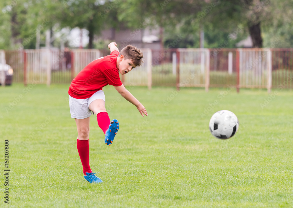 Kids soccer football - children players match on soccer field Kids soccer football - children players match on soccer field