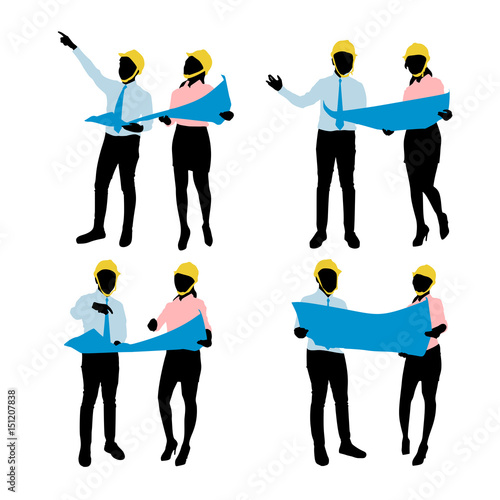 silhouette of workers