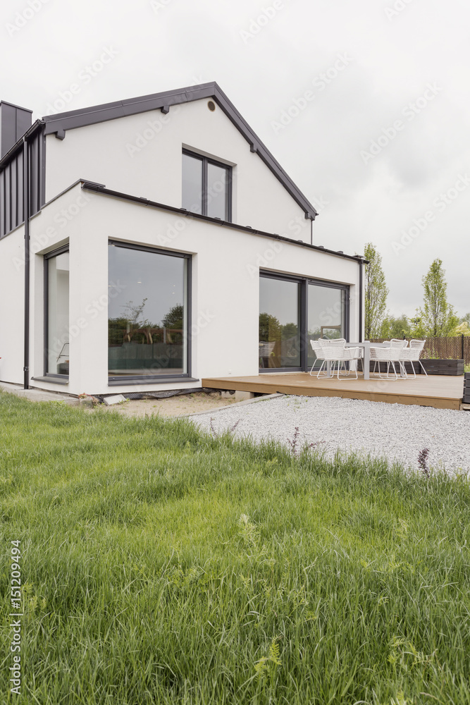 Modern house with white facade Modern house with white facade