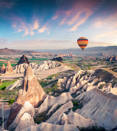Flying on the balloons early morning in Cappadocia.