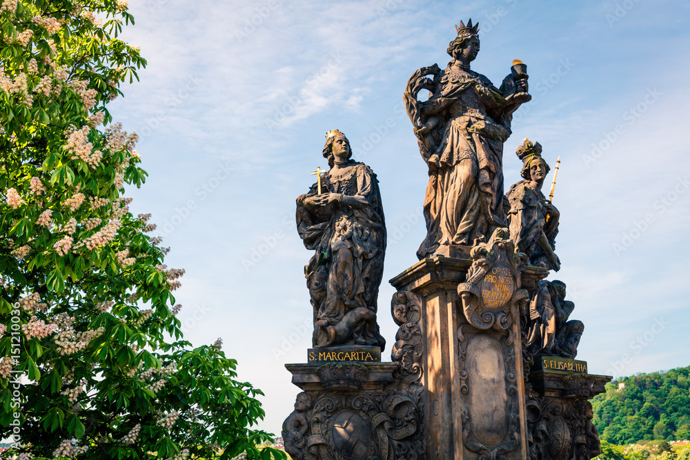 Sculpture of St.Margarita and St. Elisabeth on the Charles Bridge in Prague
