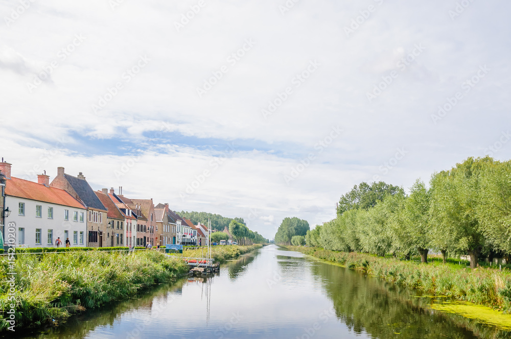 Polder landscape with canal by Dame in Belgium