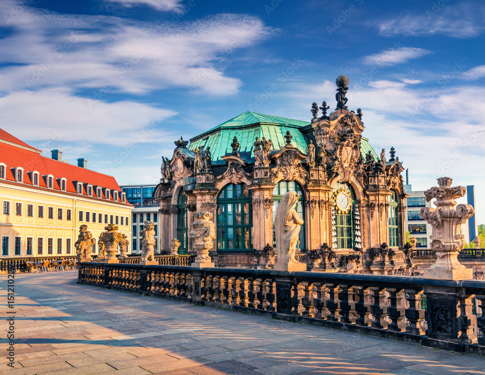 Morning view of famous Zwinger palace (Der Dresdner Zwinger) Art Gallery of Dresden