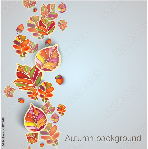 autumn seamless ornament with leaves and acorns. Vector illustration