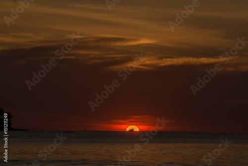 Sunset with yacht against the Sun