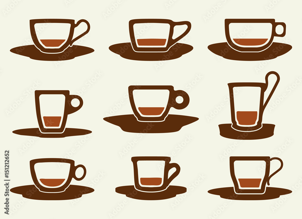 Coffee Cup Set Silhouette Coffee Cup Set Silhouette