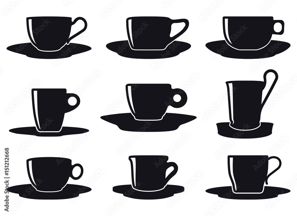 Coffee Cup Set Silhouette Coffee Cup Set Silhouette