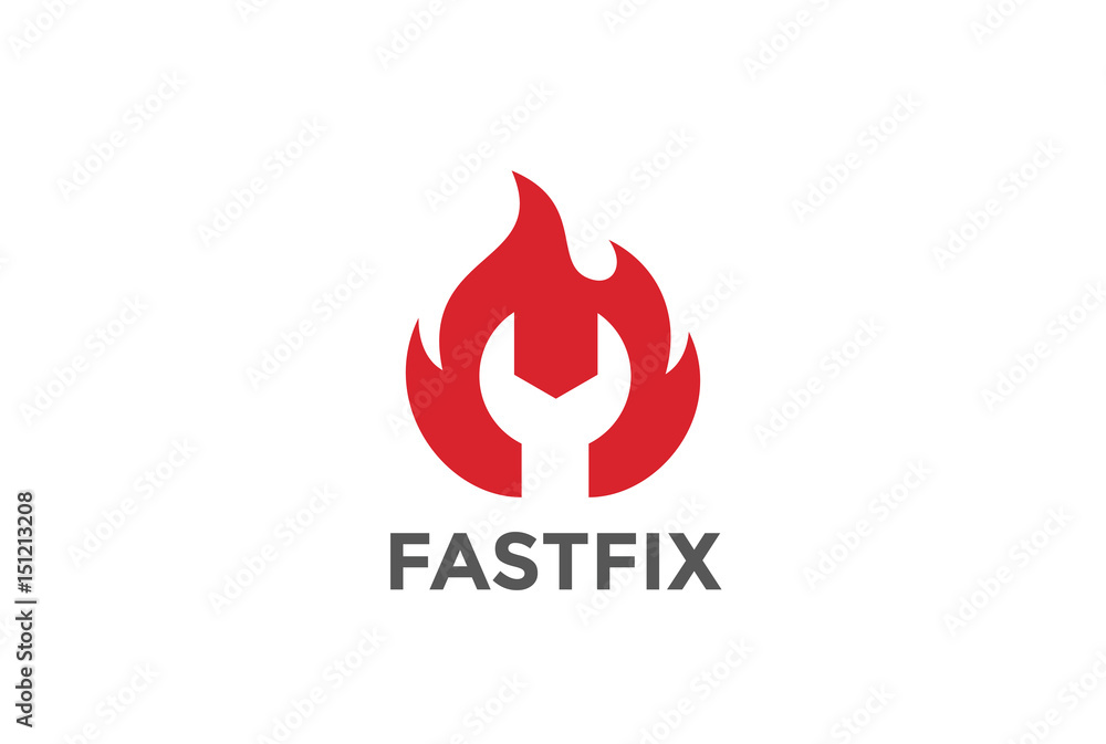 Wrench in Fire Flame Logo design vector template Negative space style. Fast rapid fix repair service Logotype concept icon. Wrench in Fire Flame Logo design vector template Negative space style. Fast rapid fix repair service Logotype concept icon.