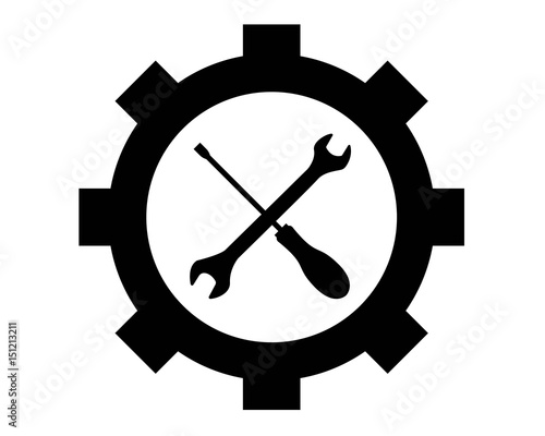 logo chiavi con ingranaggio vettoriale pittogramma