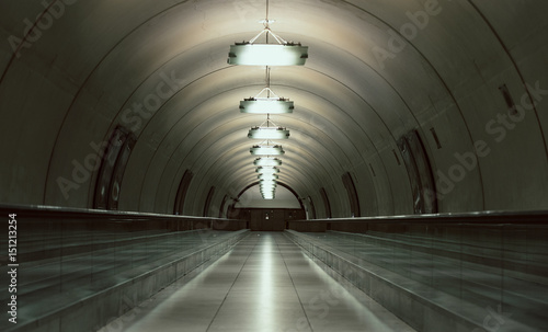 Dark tunnel or corridor, way for passengers